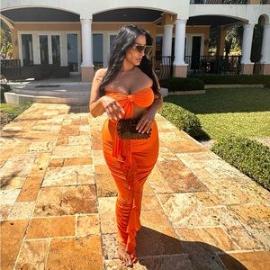 Micas stretchy two piece bandeau top skirt set